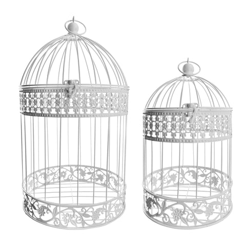 White Metal Wedding Bird Cage Centerpiece, Large, 2-Count