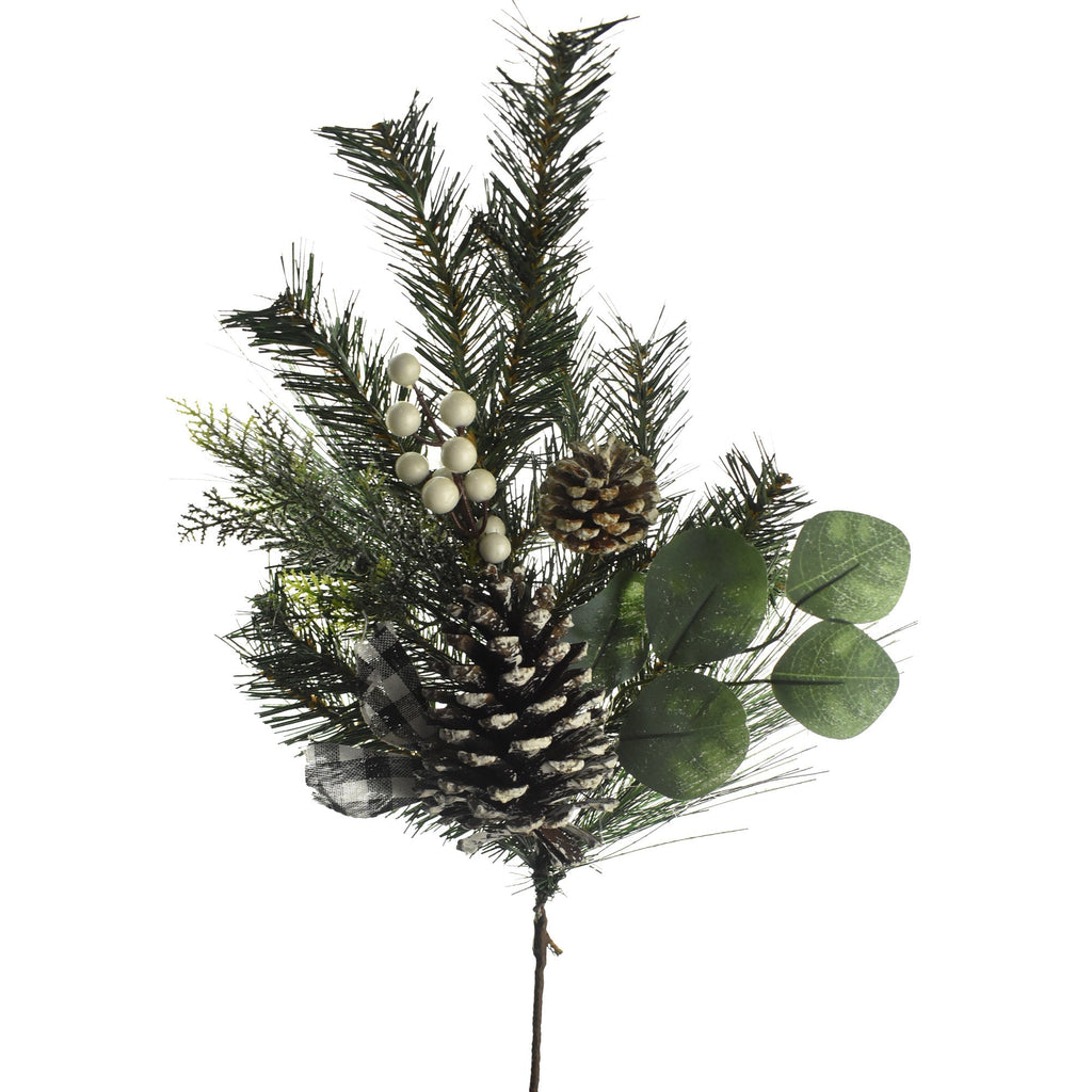 Artificial Pine Cone and Eucalyptus Branch Stem, 31-Inch