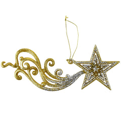 Shooting Star Christmas Ornaments, 7-1/2-Inch, 2-Piece - Gold/Silver