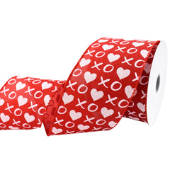 Valentine's XOXO Heart Pattern Satin Wired Ribbon, 2-1/2-inch, 10-yard