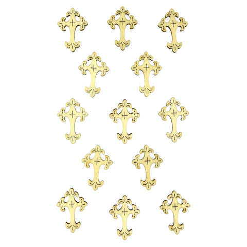 Wooden Filigree Cross Stickers, 1-1/4-Inch, 13-Count