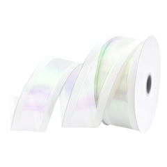 Iridescent Sheer Grosgrain Edge Wired Ribbon, 1-1/2-inch, 10-yard