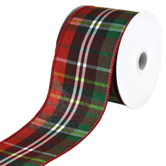 Traditional Grand Plaid Christmas Wired Ribbon, 2-1/2-inch, 10-yard