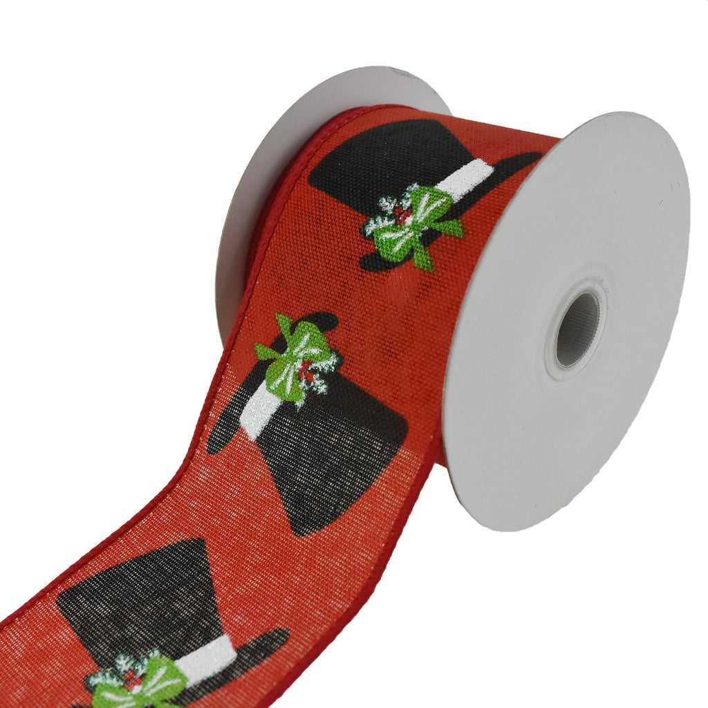 Christmas Top Hats Wired Ribbon, 2-1/2-Inch, 10-Yard