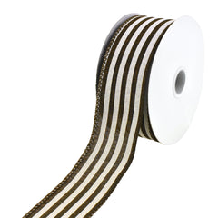 Cabana Stripes Faux Linen Wired Ribbon, 10-yard