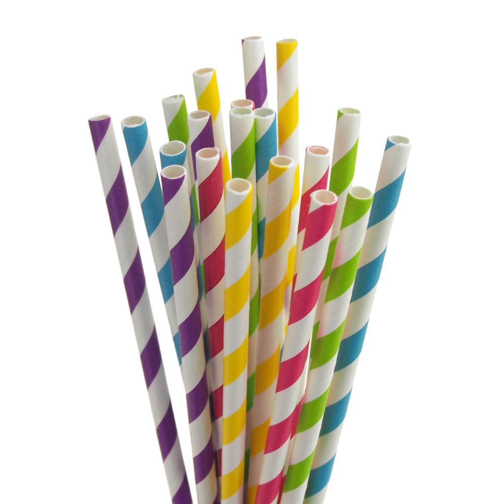 Candy Striped Holiday Paper Straws, Assorted Color, 7-3/4-inch, 20-Piece