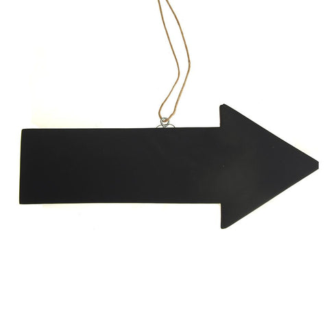 Hanging Wood Chalkboard Arrow Sign, Black, 12-Inch