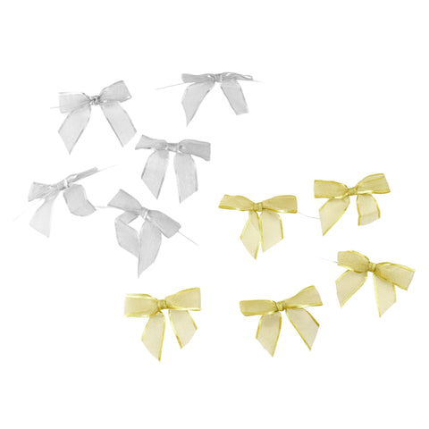 Metallic Mesh Twist Tie Bows, 3-1/4-Inch, 100-Count