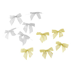 Metallic Mesh Twist Tie Bows, 3-1/4-Inch, 100-Count