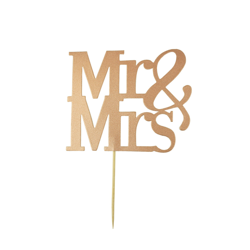 Diamond Glitter Mr & Mrs Cake Topper, Rose Gold, 6-1/2-Inch