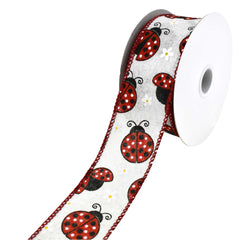 Ladybugs and Spring Daisies Wired Ribbon, 1-1/2-Inch, 10-Yard