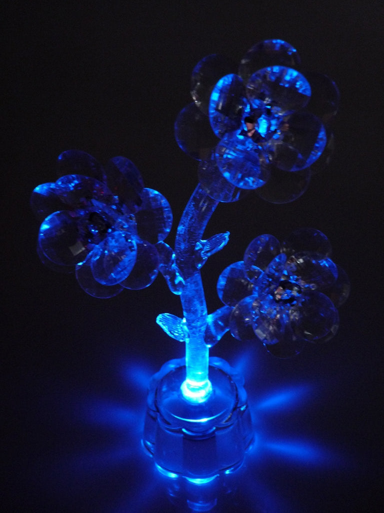 LED Glass Base Light Lamp, 5-inch, Multi Color, Three Flower