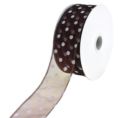 Organza Polka Dots Wired Ribbon, 2-Inch, 50-Yard