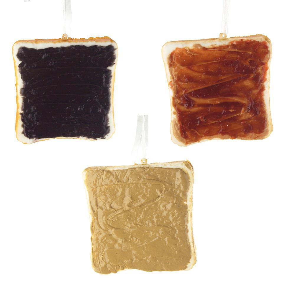 Hanging Foam Bread Slice with Spreads Christmas Tree Ornament, 4-Inch, 3-Piece