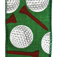 Golf Balls and Tees Sports Wired Ribbon, 2-1/2-inch, 10-yard