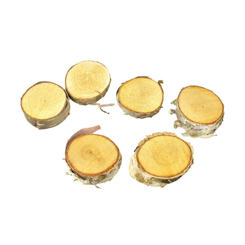 Miniature Natural Birch Wood Rounds, Assorted Sizes, 6-Piece