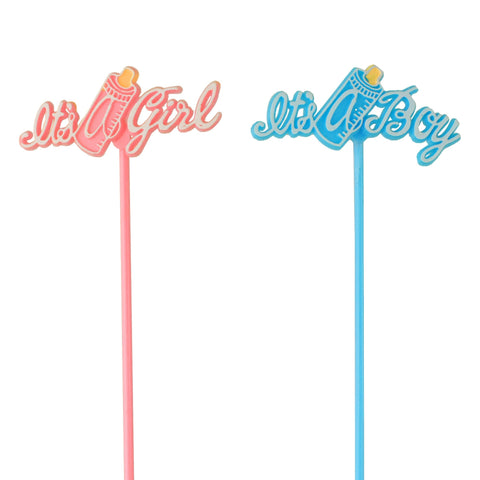 It's a Girl/Boy Milk Bottle Party Pick Topper, 8-Inch, 12-Count