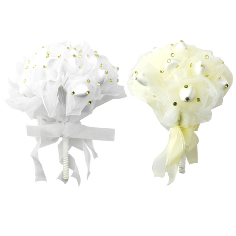 Rhinestone Foam Rosebud Wedding Bouquet, 10-Inch