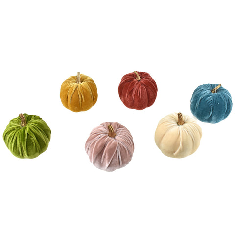 Velvet Pumpkin Centerpiece Decoration, 3-1/2-Inch