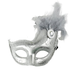 Fancy Feather and Gemstone Accent Mask, 10-1/4-Inch x 6-3/4-Inch