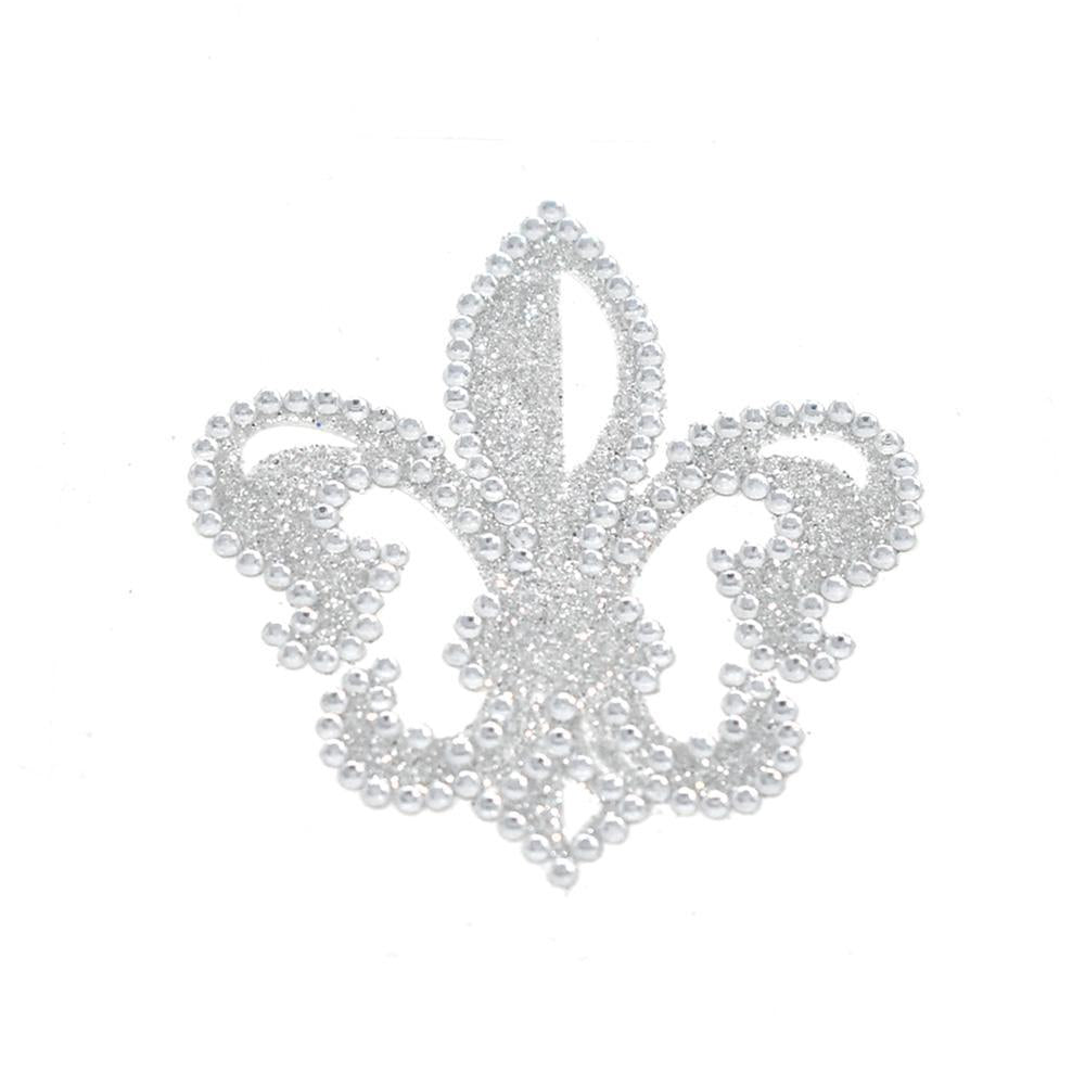 Fleur-De-Lis Diamond Sticker, 2-1/4-Inch, Silver