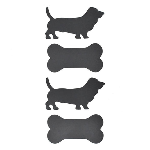 Dog and Bone Chalkboard Stickers, Black, Assorted Sizes, 16-Piece