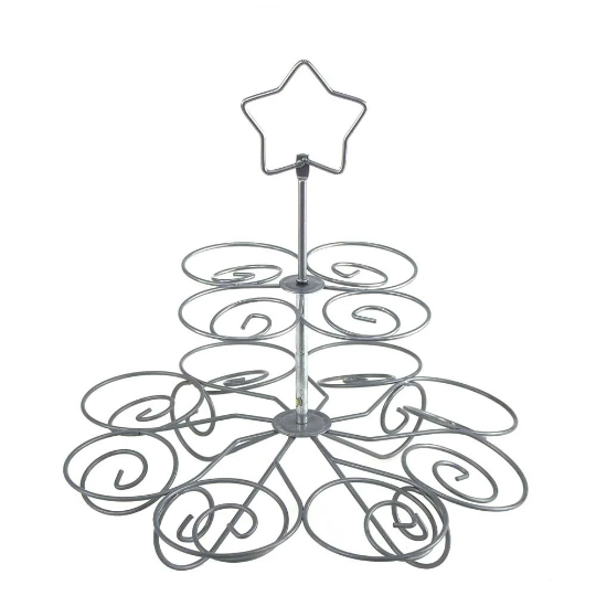 Spiral Metal Star Cupcake Holder Stand, 2-Tier, 10-inch, Silver