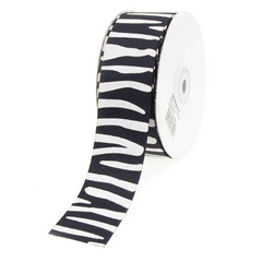 Zebra Print Grosgrain Ribbon 1-1/2-inch, 25-yard