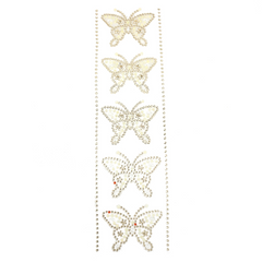 Self Adhesive Butterfly Rhinestone Stickers, 5-Count