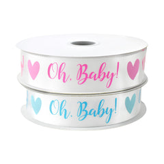 Oh Baby! Quote Satin Baby Shower Ribbon, 7/8-inch, 10-yard