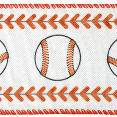 Baseball Stitched Edge Sports Wired Ribbon, 2-1/2-Inch, 10-Yard