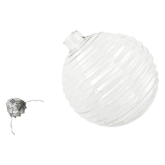 Fillable Glass Ribbed Ball Christmas Ornament, 3-1/4-Inch