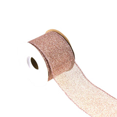 Metallic Micro Mesh Wired Ribbon, 2-1/2-Inch, 10-Yard - Rose Gold