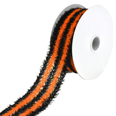 Halloween Fuzzy Stripes Wired Ribbon, 1-1/2-Inch, 10-Yard