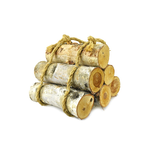 Natural Birch Wood Roped Log Bundle, 6-Inch, 6-Count