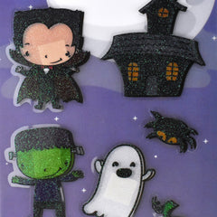 Halloween Cartoon Monster Pals 3D Stickers, Assorted Sizes, 16-Piece