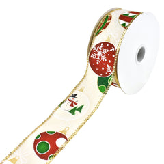 Christmas Ornaments Wired Ribbon, 1-1/2-Inch, 10-Yard