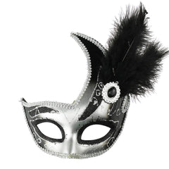 Fancy Feather and Gemstone Accent Mask, 10-1/4-Inch x 6-3/4-Inch