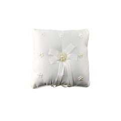 Floral Pearl Ribbon Lace Wedding Pillow, 6-1/2-Inch