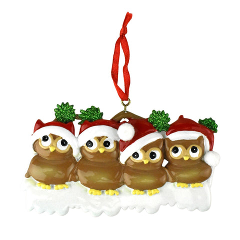 Cute Owl Family of Four Christmas Ornament, 2-1/4-Inch