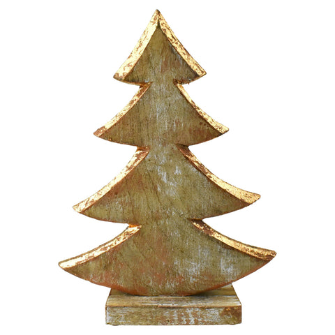 Metallic Brushed Wooden Christmas Tree Centerpiece, 10-1/4-Inch - Copper