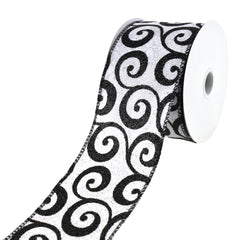 Halloween Glitter Swirls Wired Ribbon, 10-Yard