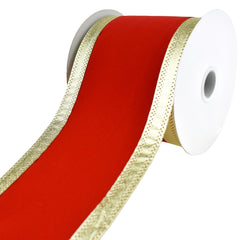 Velvet Dynasty Gold Trim Wired Christmas Holiday Ribbons