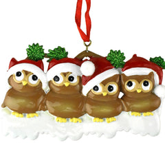 Cute Owl Family of Four Christmas Ornament, 2-1/4-Inch