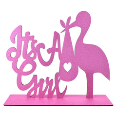 It's a Girl Stork MDF Wooden Centerpiece, 11-1/2-inch