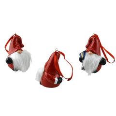 Porcelain Santa Gnome Christmas Ornaments, 2-5/8-Inch, 3-Piece