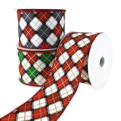 Glitter Christmas Claire Plaid Wired Ribbon, 2-1/2-Inch, 10-Yard