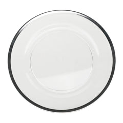 Metallic Trim Clear Round Plastic Charger Plate, 13-inch