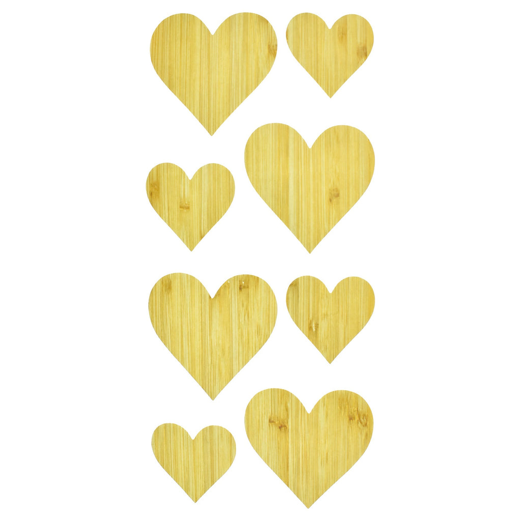 Bamboo Heart Craft Stickers, Assorted Sizes, 8-Piece