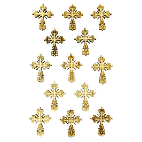 Wooden Embellished Cross Stickers, 1-1/4-Inch, 13-Count